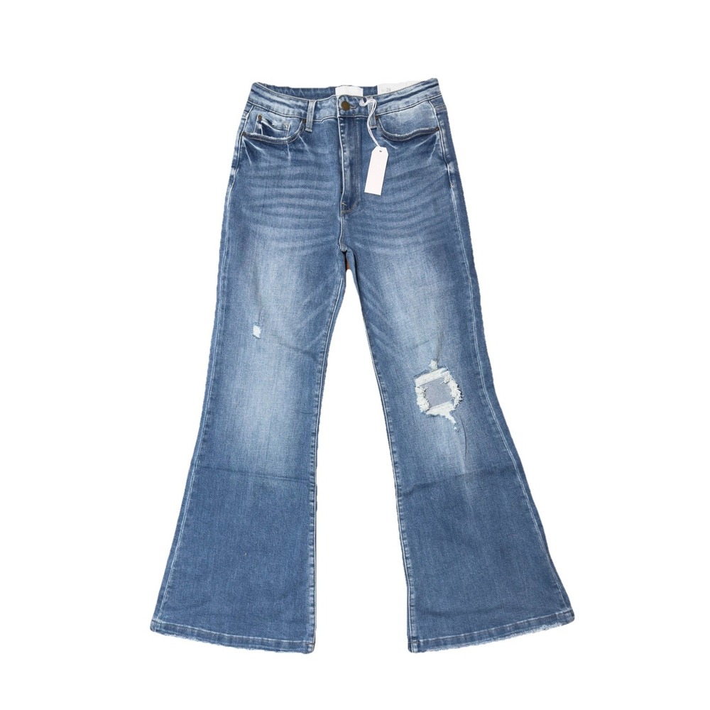 Petra 153 Women's High Rise Flare Jeans 11/29 Blue Distressed Raw Hem NWT